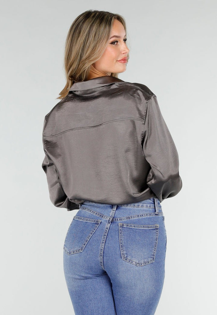 Damen Bluse | Elegante Langarmbluse mit klassischem Hemdkragen, durchgehender Knopfleiste und Manschetten für Büro und moderne Abendlooks