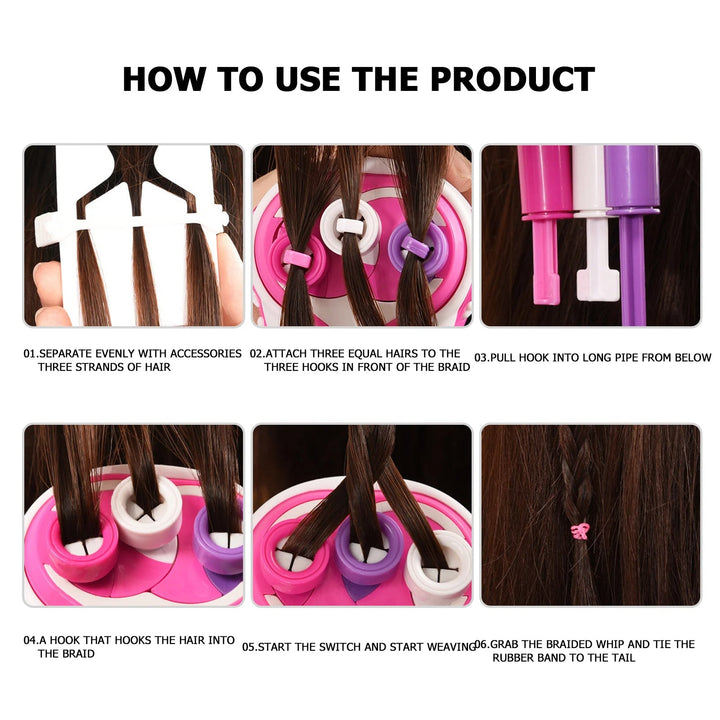 Automatic hair braider for braids | Salon look in seconds, no tangling | Compact &amp; lightweight for on the go | Includes hair ties &amp; instructions