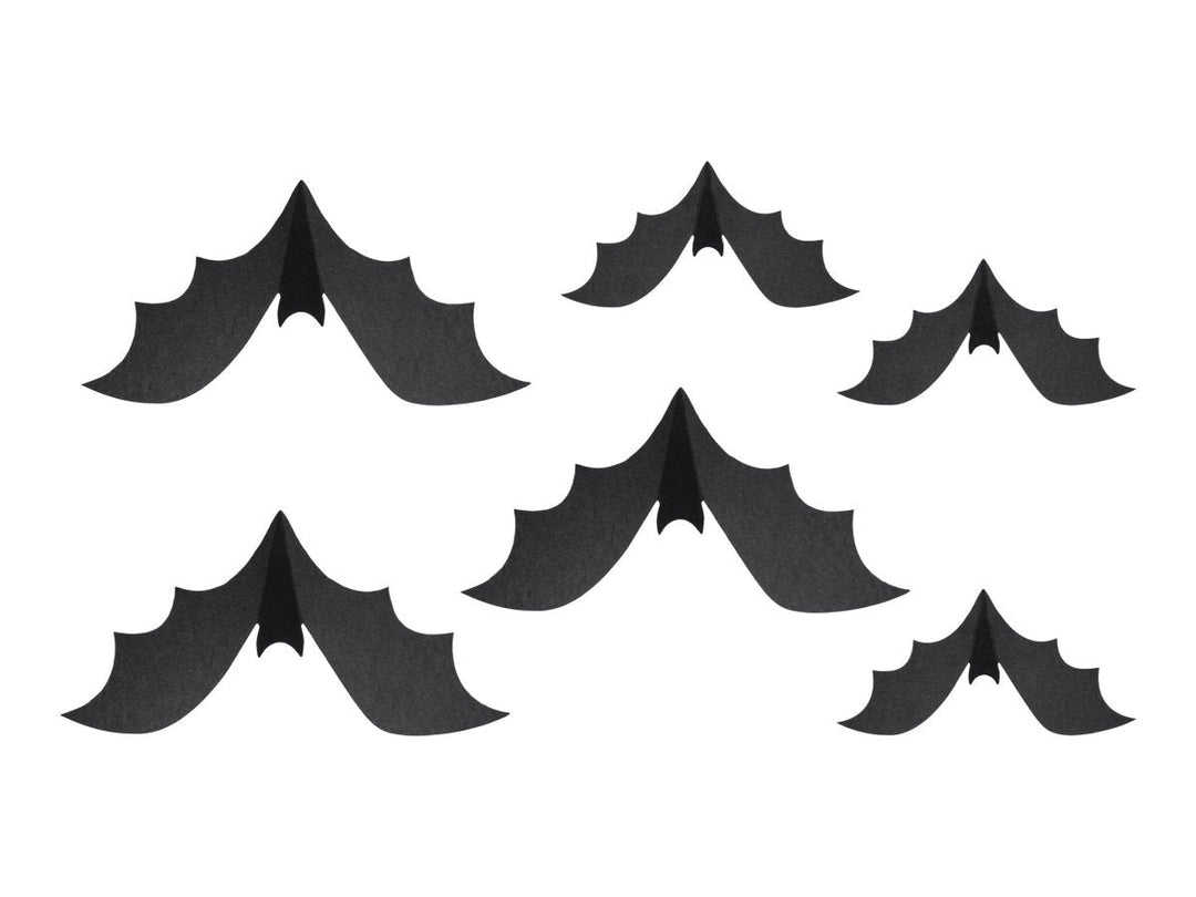 Halloween Fledermäuse 12er-Set | Schwarze Papierdeko in verschiedenen Größen zum Aufhängen für Halloween-Partys