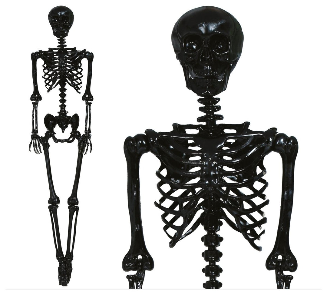 Halloween Skelett Hängedeko 90 cm | Schwarzes Skelett zum Aufhängen für Halloween-Partys und gruselige Raumdekoration