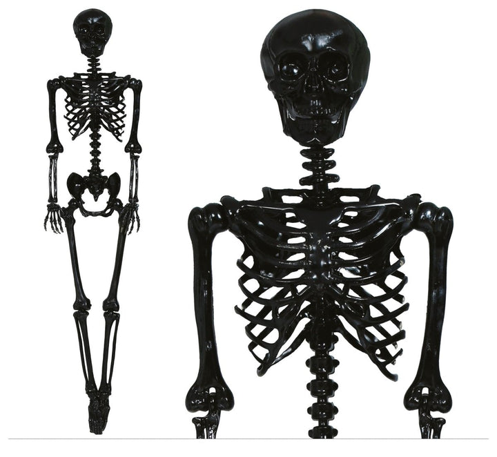Halloween Skelett Hängedeko 90 cm | Schwarzes Skelett zum Aufhängen für Halloween-Partys und gruselige Raumdekoration
