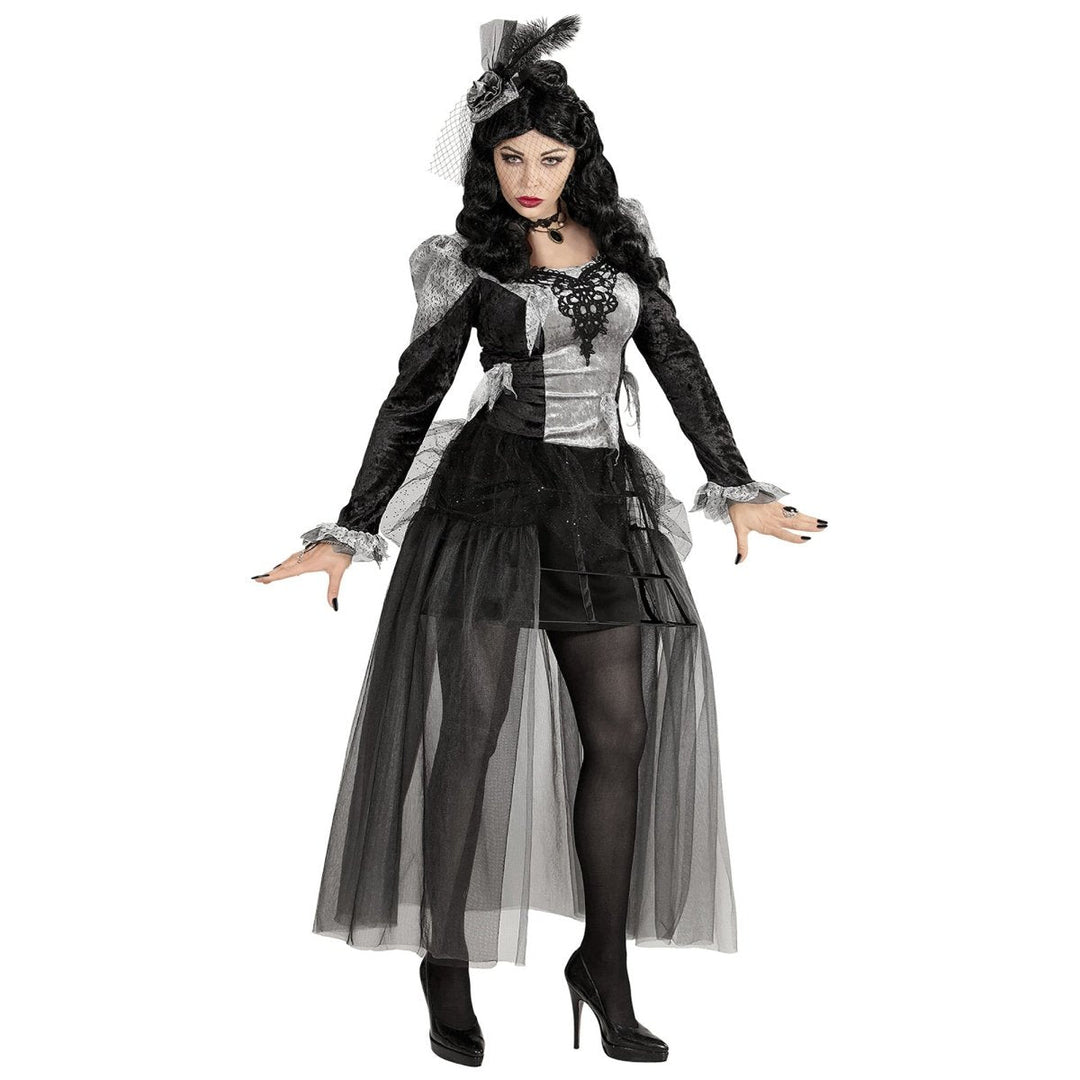 Gräfin Kostüm Damen | Halloween-Kostüm mit Kleid und Kopfbedeckung für Halloween- und Mottopartys