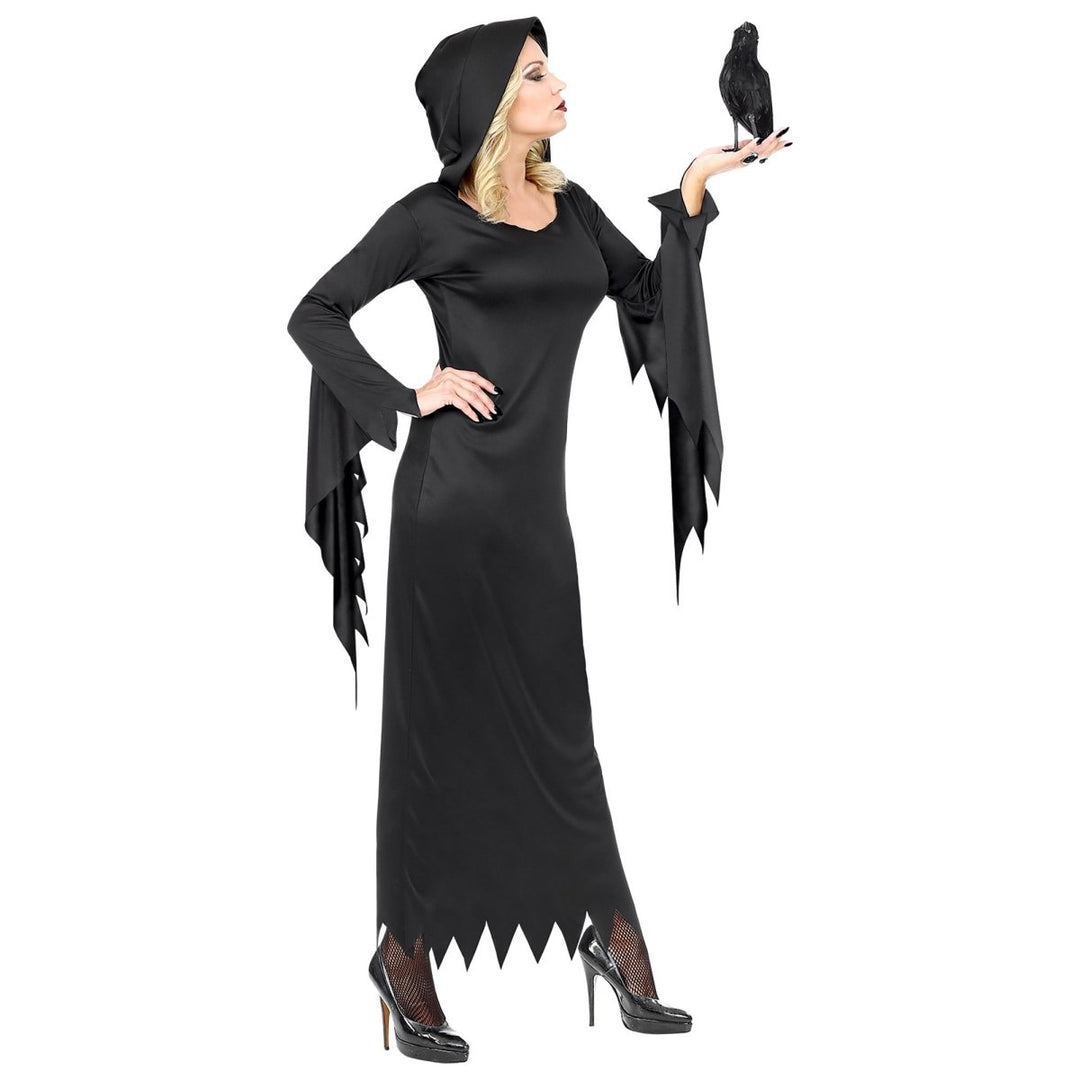 Damen Halloween Kleid Schwarz | Gothic Queen Kostümkleid für Halloween, Horrorparty und düstere Mottopartys