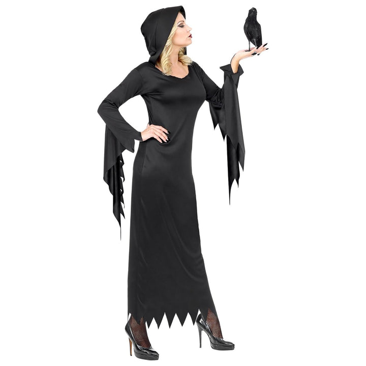 Damen Halloween Kleid Schwarz | Gothic Queen Kostümkleid für Halloween, Horrorparty und düstere Mottopartys