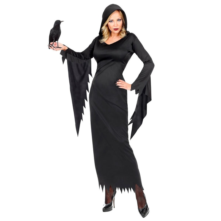 Damen Halloween Kleid Schwarz | Gothic Queen Kostümkleid für Halloween, Horrorparty und düstere Mottopartys