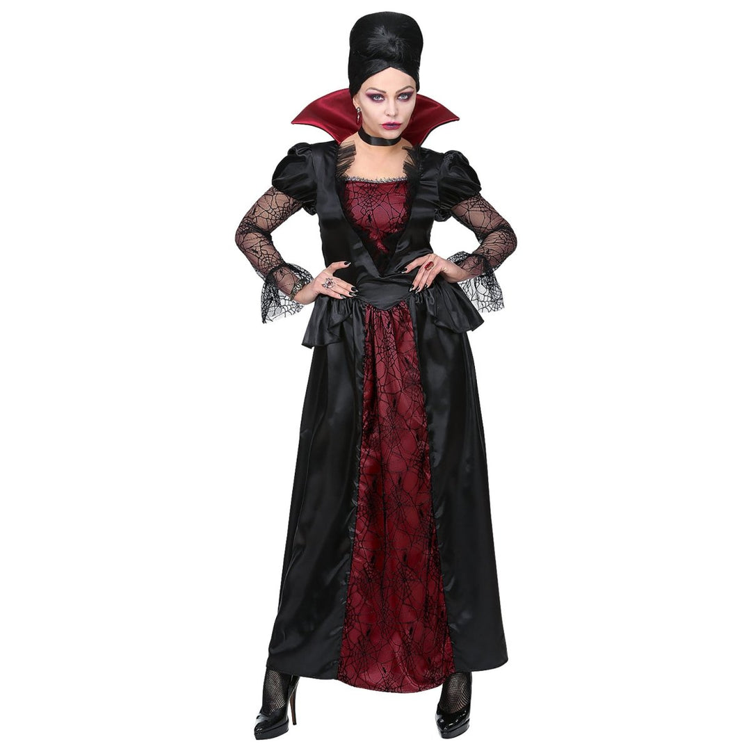 Vampir Kostüm Damen | Halloween-Kostüm mit Kleid und Halsband für Vampir-Verkleidung und Mottopartys