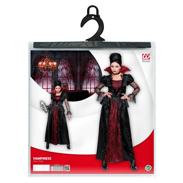 Vampir Kostüm Damen | Halloween-Kostüm mit Kleid und Halsband für Vampir-Verkleidung und Mottopartys