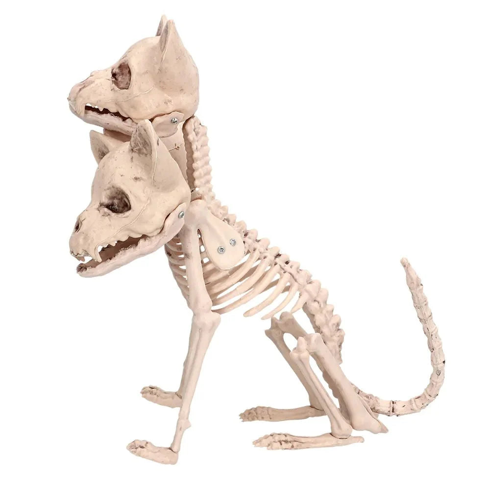 Halloween Cerberus Skelett 42 cm | Dreiköpfiges Hundeskelett als gruselige Dekoration für Halloween-Partys