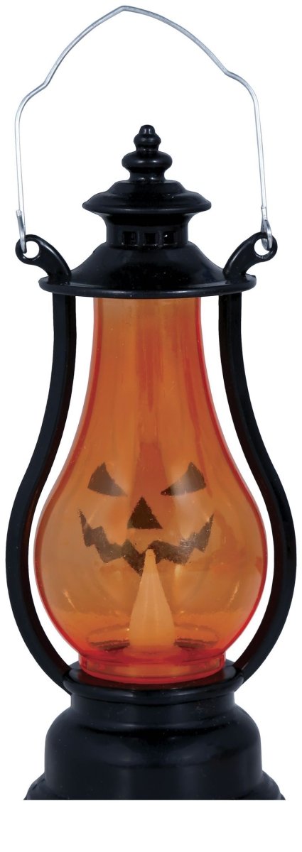 Halloween Kürbis Laterne 16 cm | Batteriebetriebene Tischdekoration aus Metall und PVC für Halloween-Partys