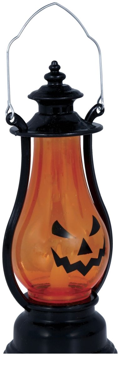Halloween Kürbis Laterne 16 cm | Batteriebetriebene Tischdekoration aus Metall und PVC für Halloween-Partys