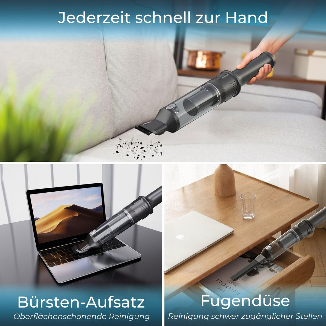 Handstaubsauger 140 Watt | Kabellos mit 16.000 Pa Saugleistung und HEPA-Filter