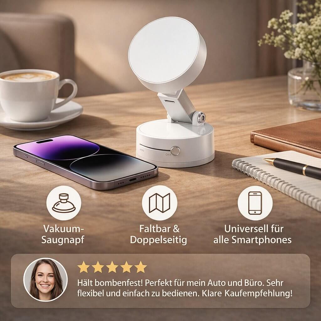 Magnetický držiak na mobil do auta s vákuovou prísavkou | otočný o 360° a skladací | na hladké povrchy, Vantrel