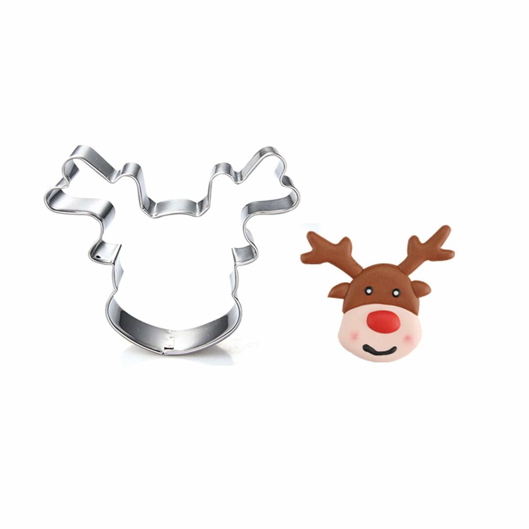 Rentier Keksausstecher aus Edelstahl | Rudolph Ausstechform für Weihnachtsplätzchen mit glatten Kanten | 8 x 2,2 x 7,5 cm