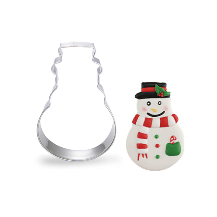 Schneemann Keksausstecher aus Edelstahl 7,5 x 5 cm | Weihnachts Ausstechform für Plätzchen mit glatten Kanten und leichter Reinigung