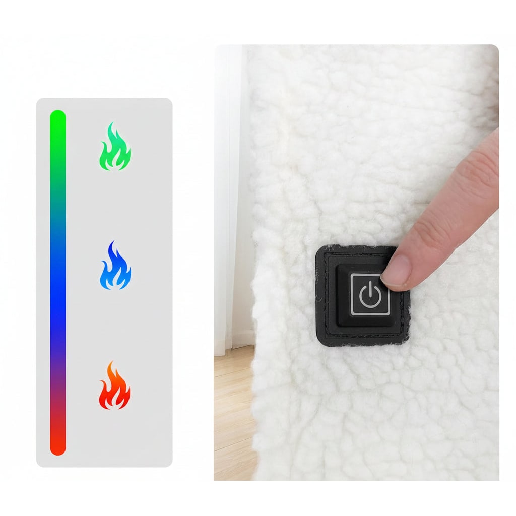 Beheizbare Sitzauflage mit USB-Anschluss | Elektrisches Heizkissen mit 2 separaten Heizzonen, 3 Wärmestufen und weichem Sherpa-Fleece