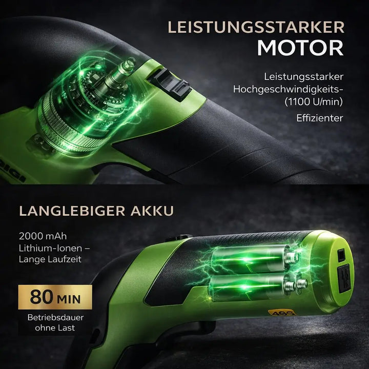 Akku Heckenschere &amp; Grasschere 2-in-1 | Wechselklingen 25 cm + 10 cm | 7,2V Li-Ion, 1100 U/min | Für Hecken &amp; Rasenkanten