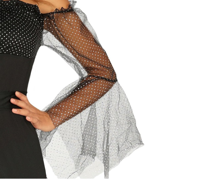 Hexenkostüm Damen | Halloween-Kostüm mit schwarzem Kleid und Hexenhut für Halloween-Partys und Mottopartys