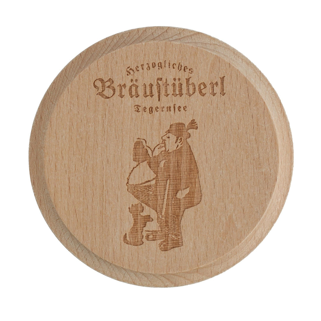 Glasdeckel für Bierglas | Massivholz-Deckel mit Prägemotiv als Schutz vor Insekten, Regen und Schmutz