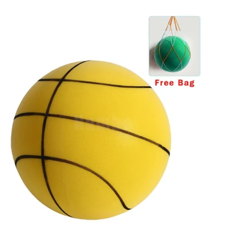 Pallone da basket morbido e silenzioso | Palla indoor in schiuma PU | Silenzioso, amico dei mobili e rimbalzante | Include sacca a rete