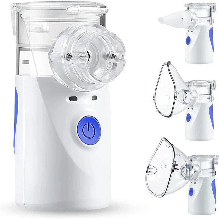 Tragbares Inhalationsgerät mit Mesh-Technologie | Leiser Ultraschall-Vernebler mit Masken, Mundstück und USB-Betrieb