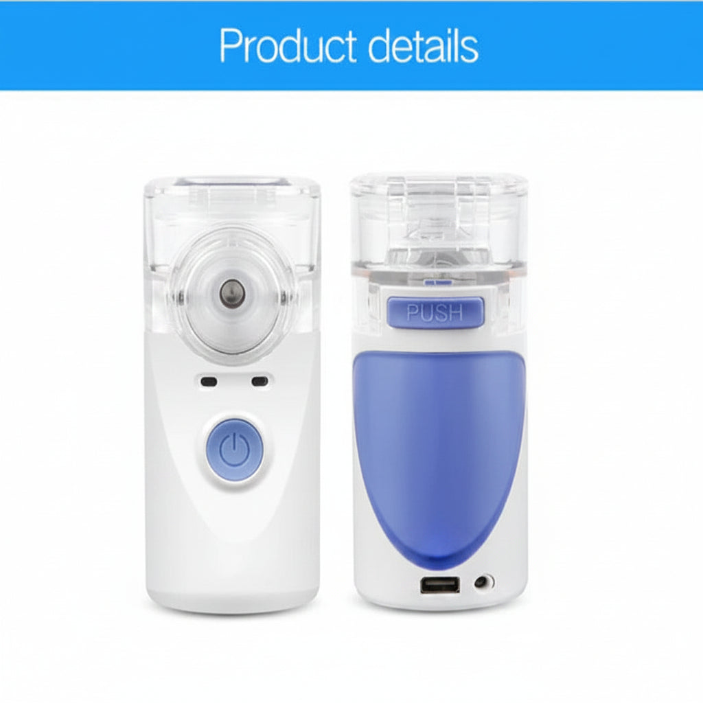 Tragbares Inhalationsgerät mit Mesh-Technologie | Leiser Ultraschall-Vernebler mit Masken, Mundstück und USB-Betrieb