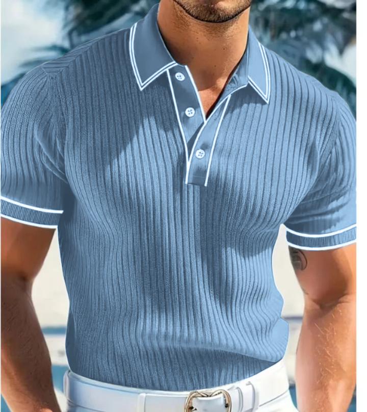 Herren Poloshirt | Kurzarm-Polo mit Knopfleiste, Rippstruktur und regulärer Passform für Sommer, Freizeit und Büro