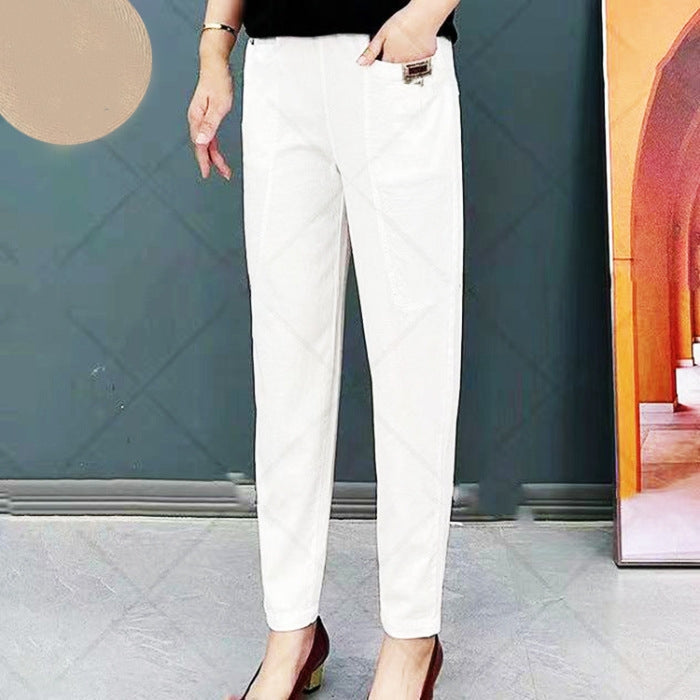 Damen Baumwollhose mit elastischem Bund | Bequeme Freizeithose für Alltag &amp; Büro | Lockerer Schnitt | Größen S–5XL