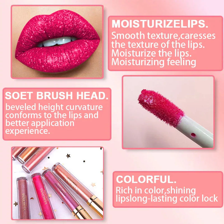 Glänzender Liquid Lipstick mit Schimmer | Langanhaltende Farbe bis zu 12 Std. | Pflege mit Kamille &amp; Sojaextrakten, weich &amp; strahlend