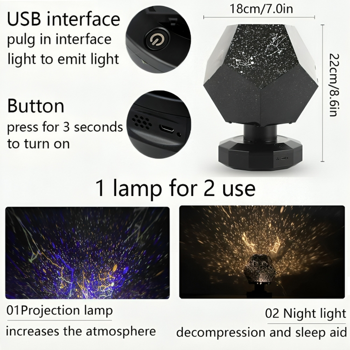 LED Sternenhimmel Projektor | Bluetooth Musiksteuerung | 3 Farben &amp; Fernbedienung