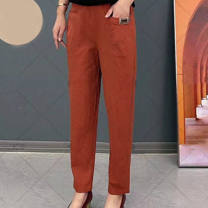 Damen Baumwollhose mit elastischem Bund | Bequeme Freizeithose für Alltag &amp; Büro | Lockerer Schnitt | Größen S–5XL