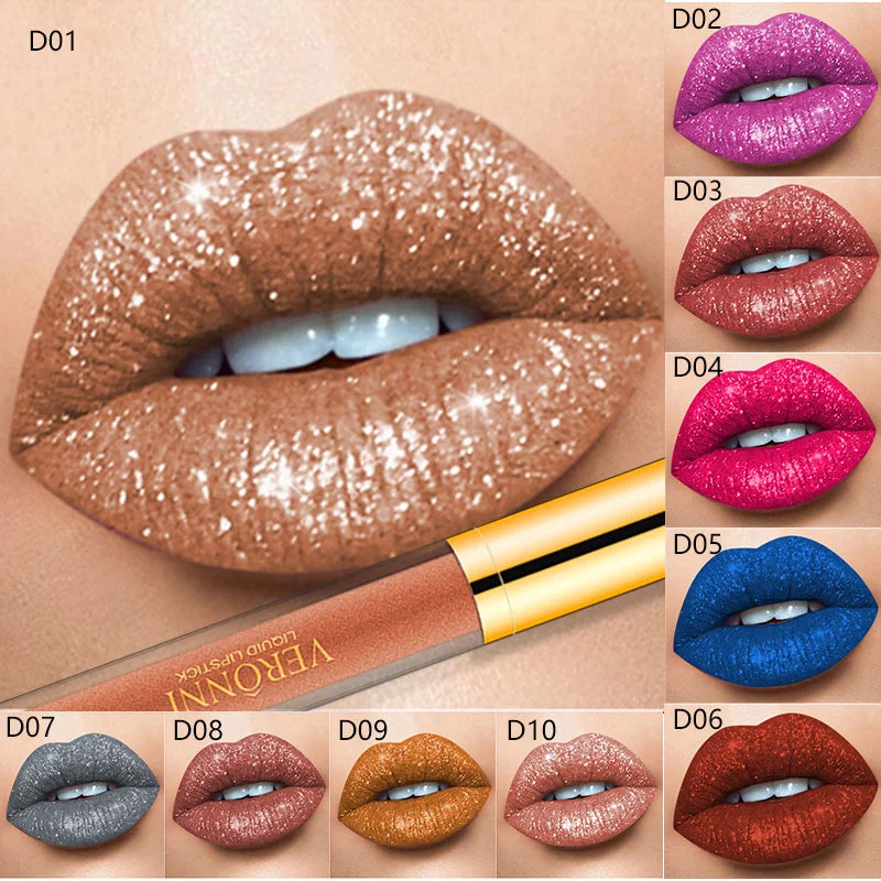 Flüssiger Lippenstift mit Spiegelglanz | Intensives Lippen-Make-up im 1+1 Set