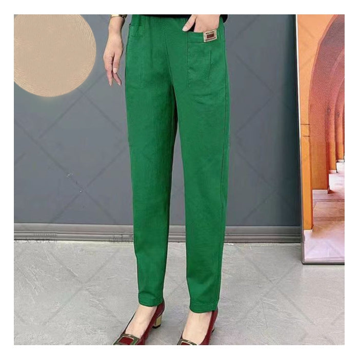 Damen Baumwollhose mit elastischem Bund | Bequeme Freizeithose für Alltag &amp; Büro | Lockerer Schnitt | Größen S–5XL