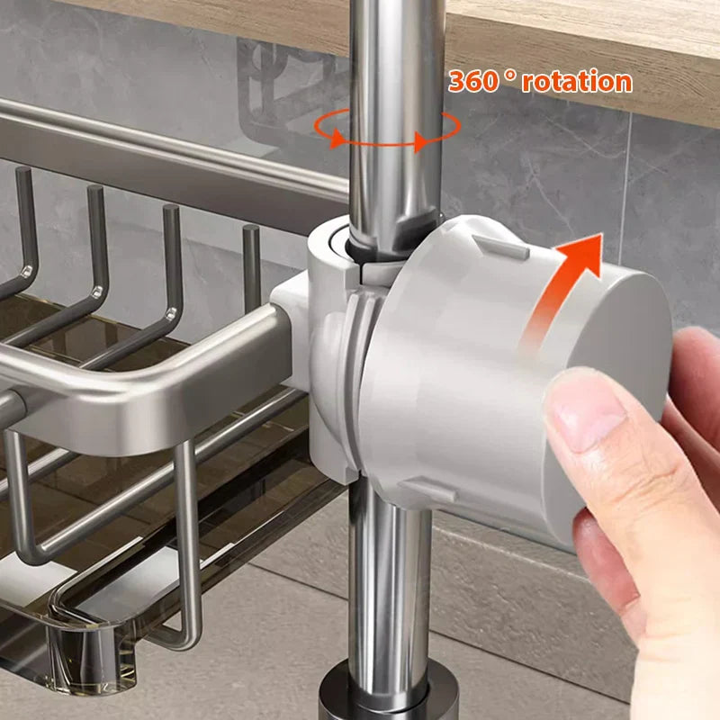 Aluminum sink organizer | Rustproof &amp; moisture resistant | Space-saving storage for sponge &amp; soap | No drilling