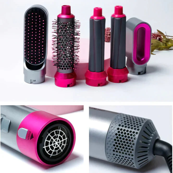 5-in-1 Warmluft Haarstyler mit Föhn-, Glätt- &amp; Lockenaufsätzen | Volumen, Glanz &amp; Anti-Frizz Stylinggerät für alle Haartypen