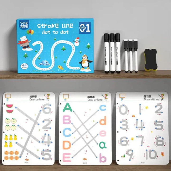 Montessori Zeichen- &amp; Lernset für Kinder | Kreatives Lernspielzeug zur Förderung von Feinmotorik, Farben &amp; Formen
