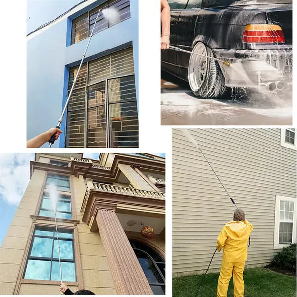 Teleszkópos nagynyomású lándzsa 7,3 m hatótávolsággal | Réz és rozsdamentes acél, akár 4000 PSI/140°C-ig | 0–40° színkódolt fúvókák + 10 O-gyűrű