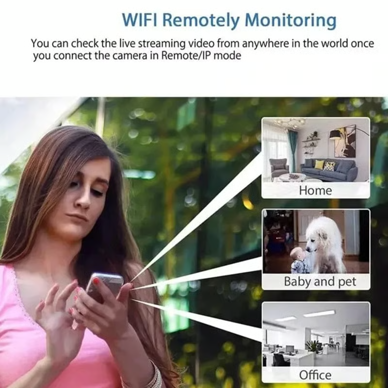 Mini wifi biztonsági kamera 1080p éjjellátóval | Élő közvetítés + hang | Felvétel microSD-re (16-128GB opciók)