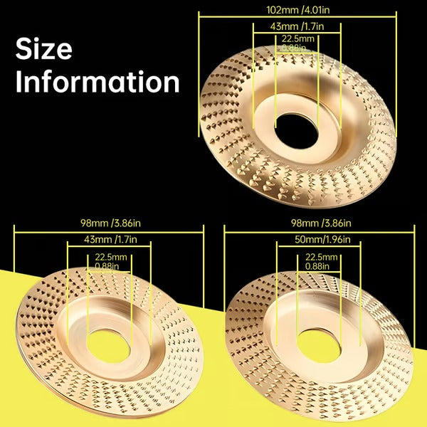 Wood Grinding Disc Set 3-in-1 for Angle Grinder | Shaping, Carving, Grinding &amp; Polishing | Precise Material Removal, Low Vibration