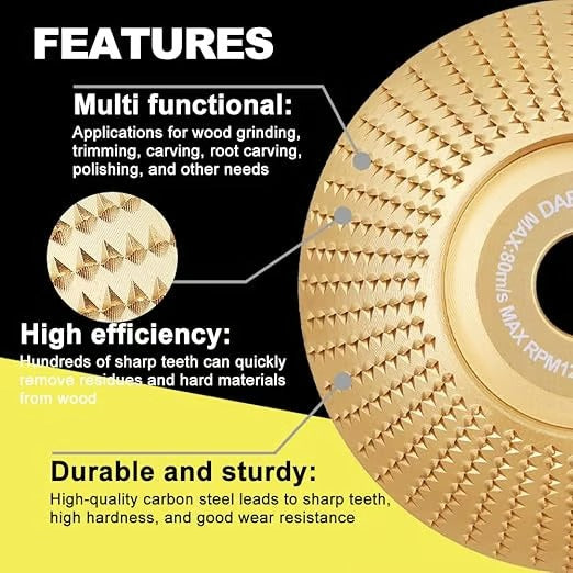 Wood Grinding Disc Set 3-in-1 for Angle Grinder | Shaping, Carving, Grinding &amp; Polishing | Precise Material Removal, Low Vibration