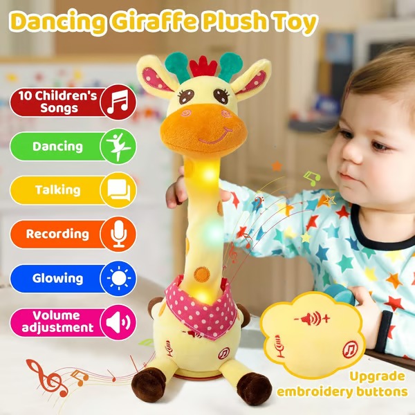Singende Giraffe aus Plüsch | Tanzendes Kuscheltier mit 60 Kinderliedern und Sprachwiederholung
