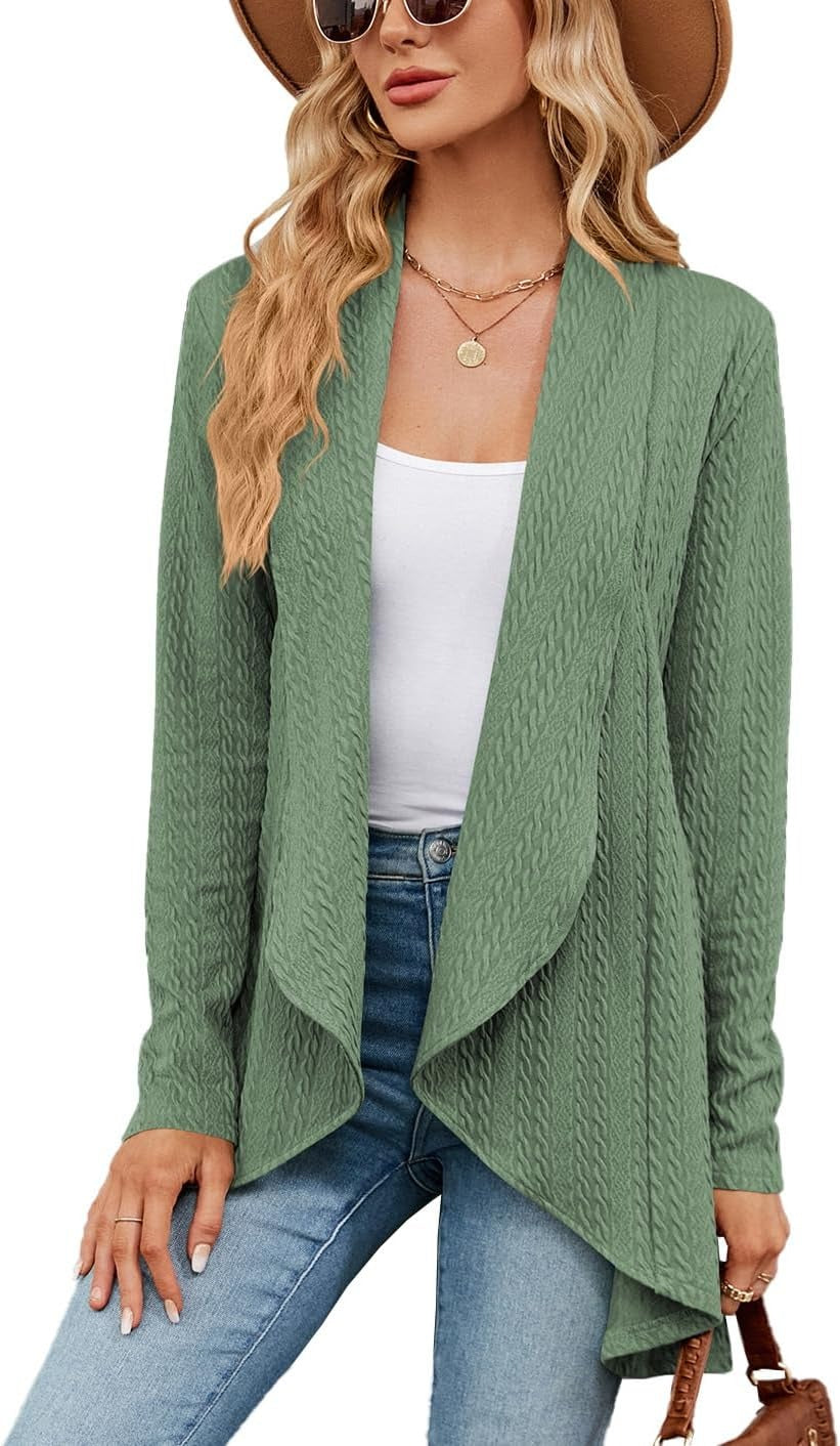 Damen Strickjacke | Einfarbiger Cardigan mit langen Ärmeln und bequemer Passform für Alltag, Büro und Freizeit