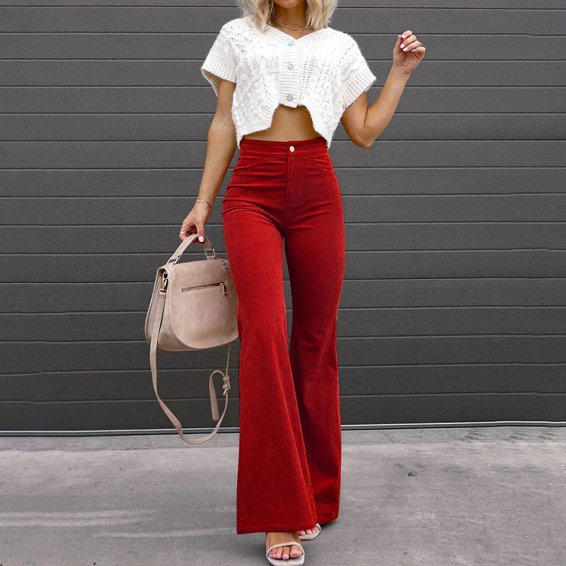 Damen Schlaghose | High-Waist-Hose mit ausgestelltem Bein und figurbetonter Passform