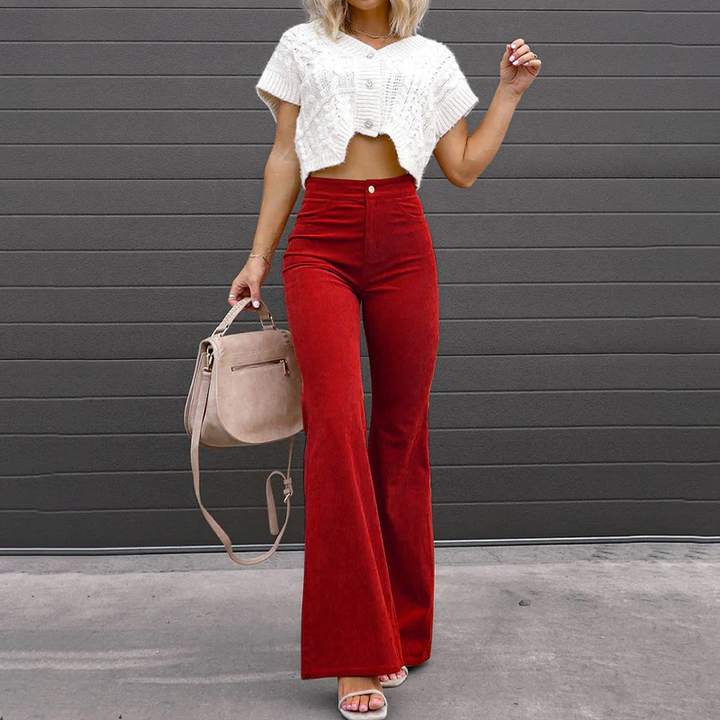 Damen Schlaghose | High-Waist-Hose mit ausgestelltem Bein und figurbetonter Passform
