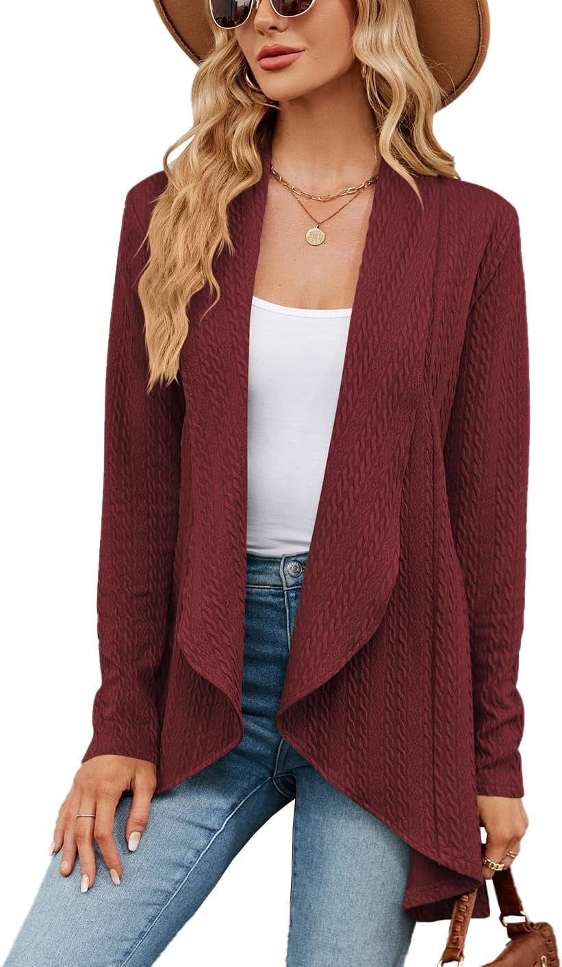 Damen Strickjacke | Einfarbiger Cardigan mit langen Ärmeln und bequemer Passform für Alltag, Büro und Freizeit