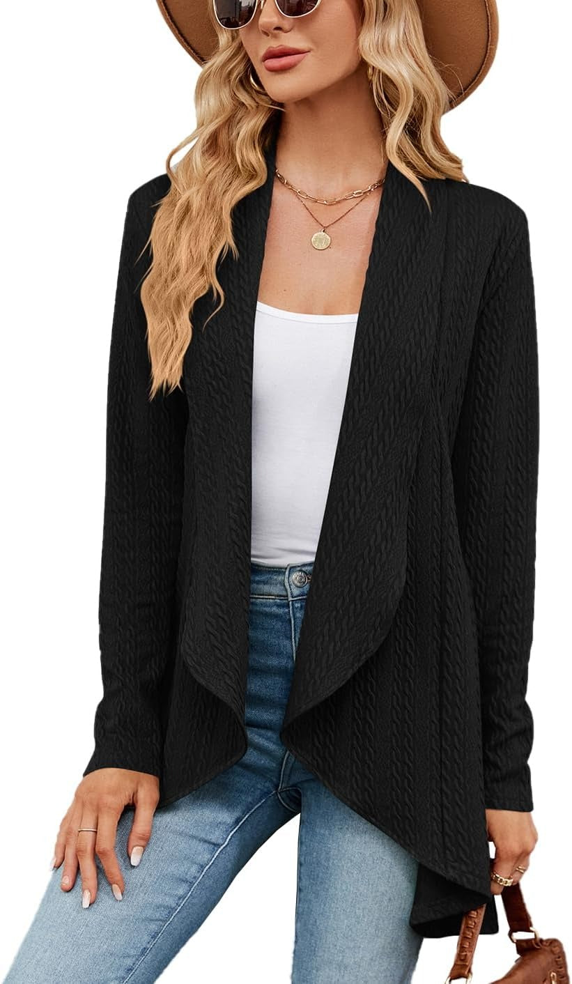 Damen Strickjacke | Einfarbiger Cardigan mit langen Ärmeln und bequemer Passform für Alltag, Büro und Freizeit