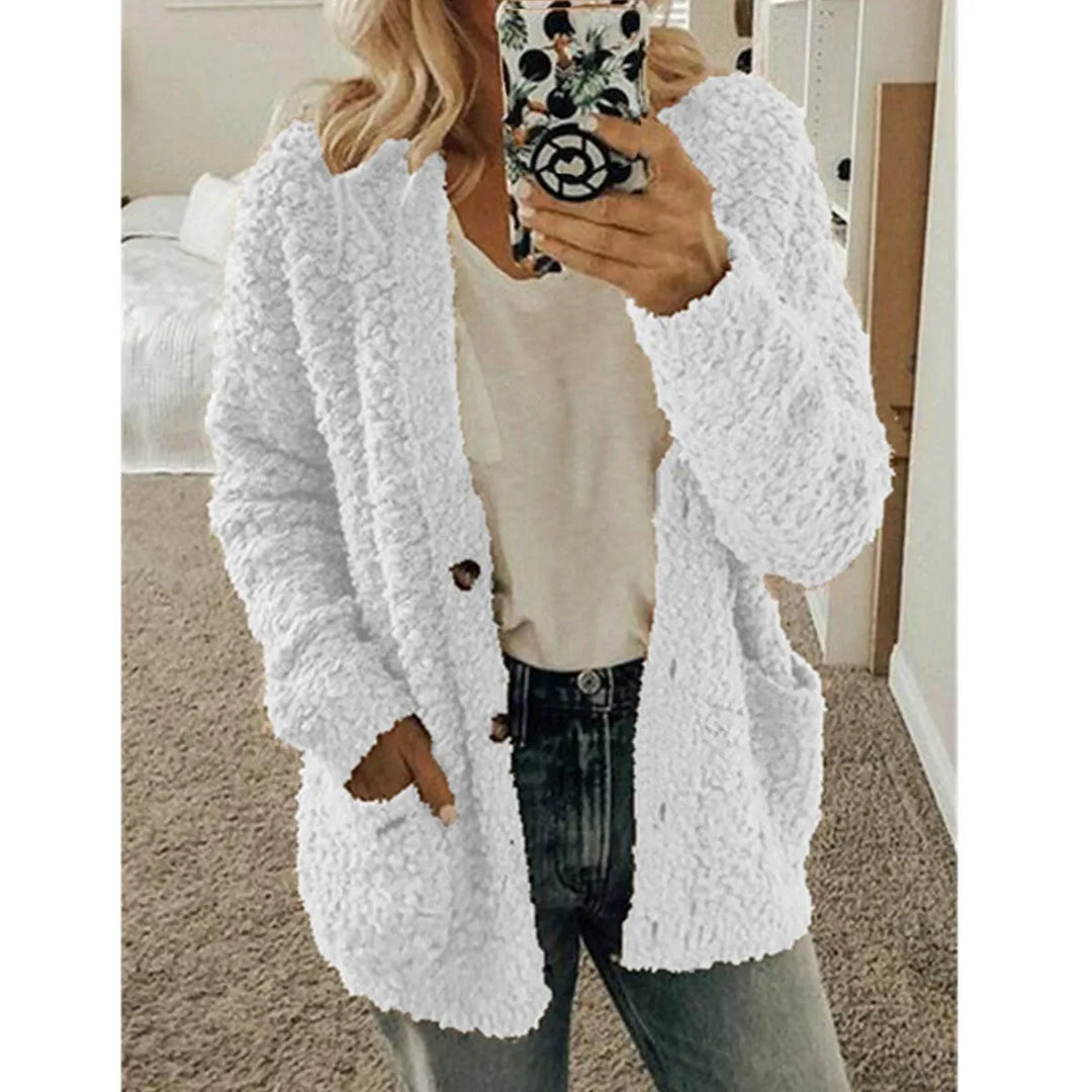 Damen Flausch-Cardigan | Weiche offene Strickjacke mit langen Ärmeln und bequemer Passform für Herbst und Winter