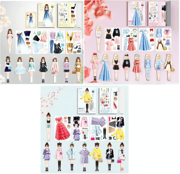 Magnetisches Anziehpuppen-Buch für Kinder | Wiederverwendbares Mix-&amp;-Match-Spiel mit Outfits und Accessoires