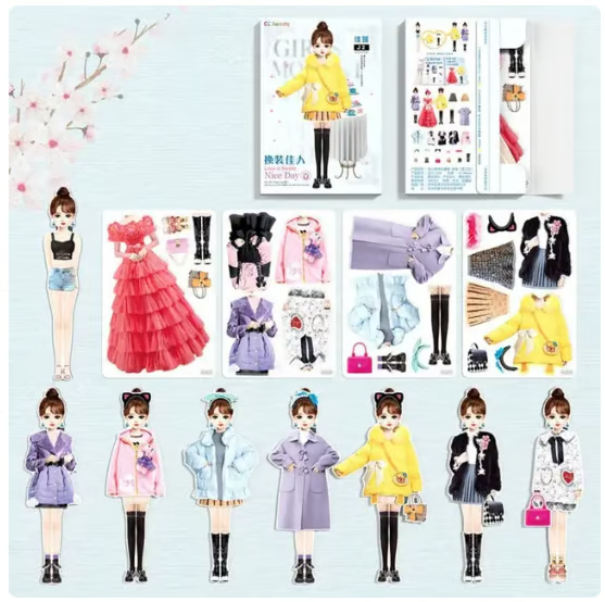 Magnetisches Anziehpuppen-Buch für Kinder | Wiederverwendbares Mix-&amp;-Match-Spiel mit Outfits und Accessoires