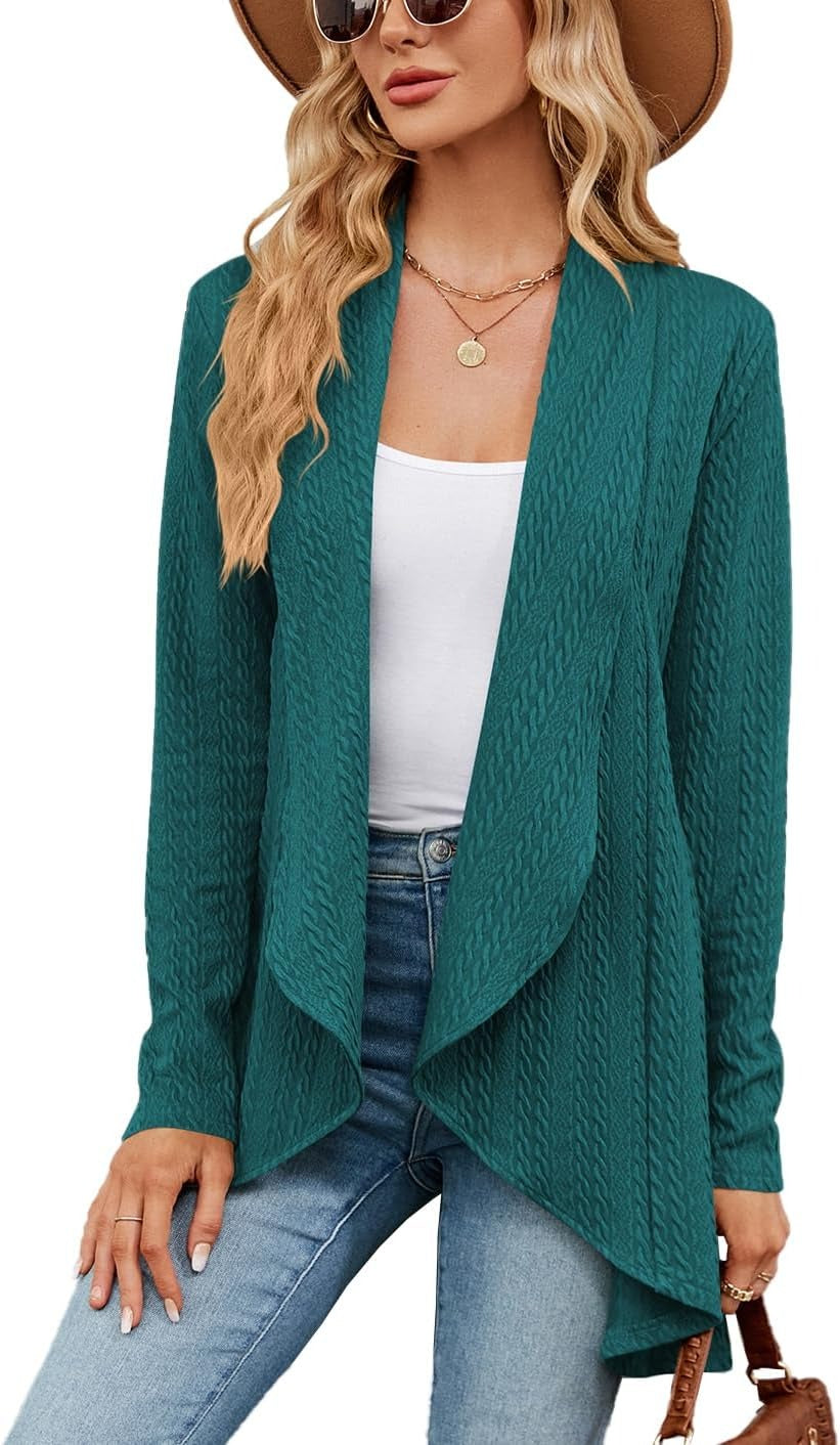 Damen Strickjacke | Einfarbiger Cardigan mit langen Ärmeln und bequemer Passform für Alltag, Büro und Freizeit