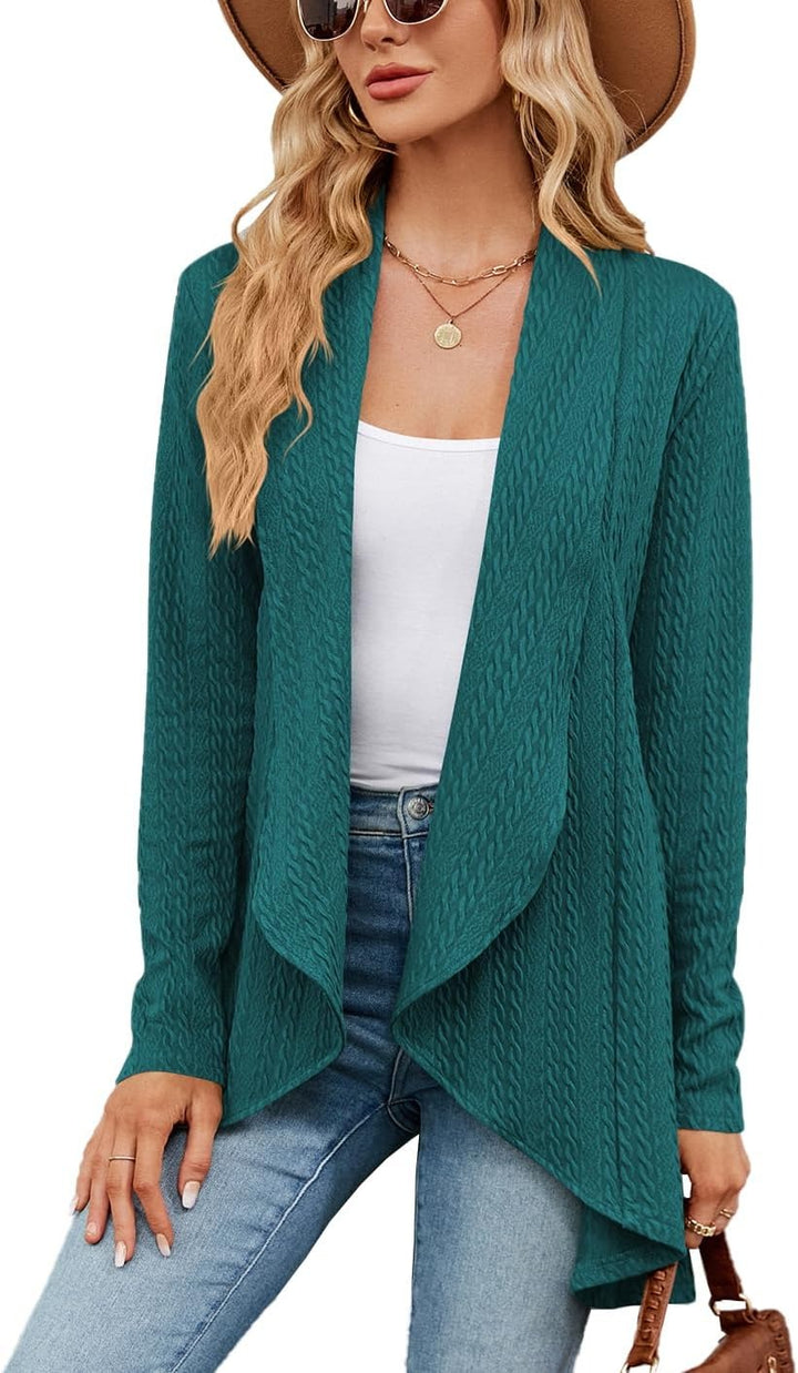 Damen Strickjacke | Einfarbiger Cardigan mit langen Ärmeln und bequemer Passform für Alltag, Büro und Freizeit